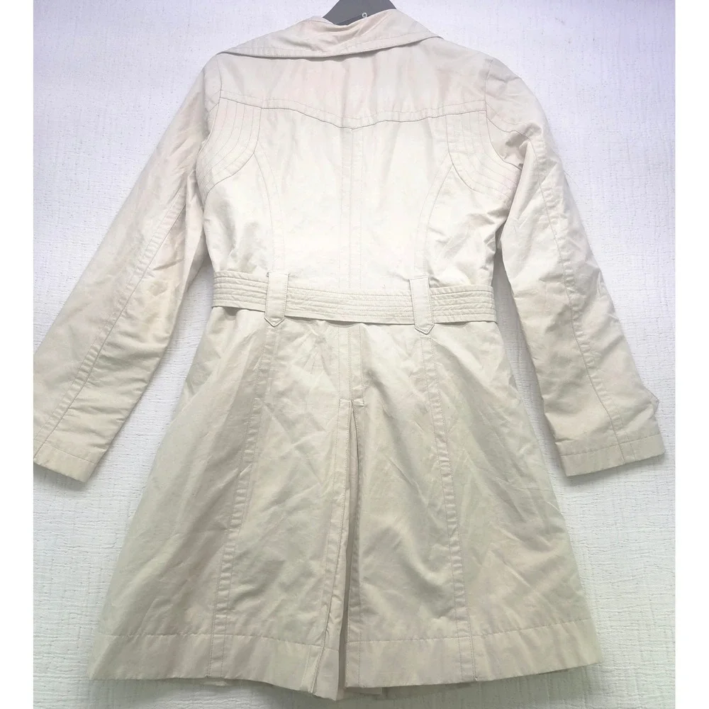 Jones New York Womens Cream Beige Belted Trench Coat Jacket Z17702 Size S